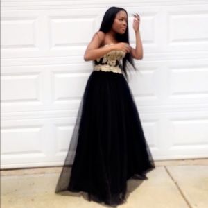 Black and gold dress with  rhinestone